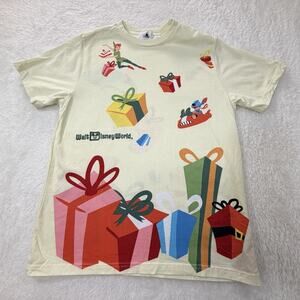 Disney Parks Disneyland Holiday Christmas Embroidered Tee Adult M Short Sleeve